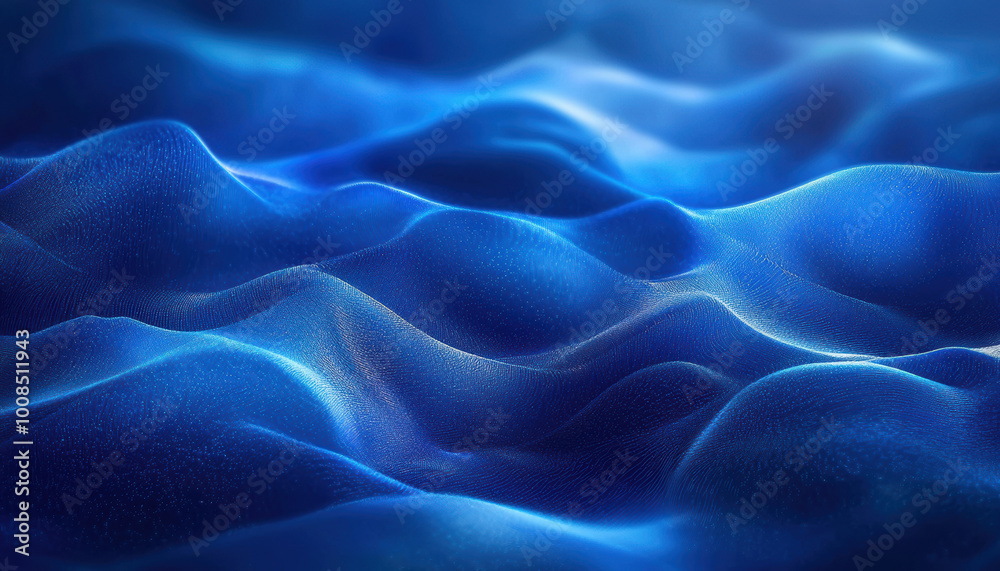 Obraz premium Dark blue abstract background with ultraviolet neon glow, blurry light lines, waves