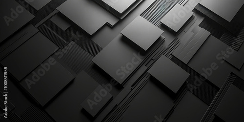 Dark carbon grey abstract geometric background with soar rectangele surfaces with corners