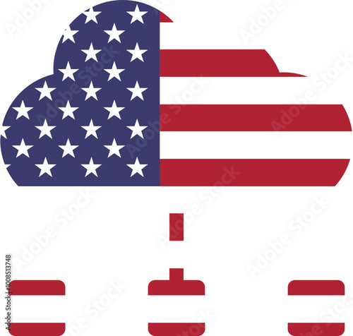 Cloud Server Icon of USA Flag