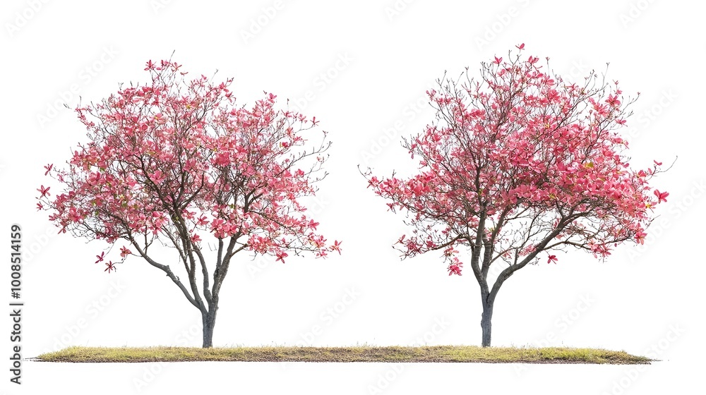 a couple of trees with pink flowers
a couple of trees with pink flowers