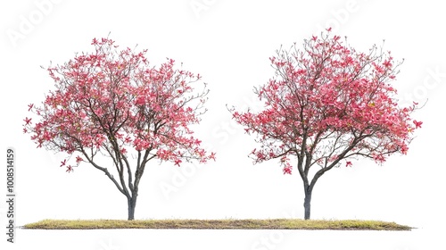 a couple of trees with pink flowers