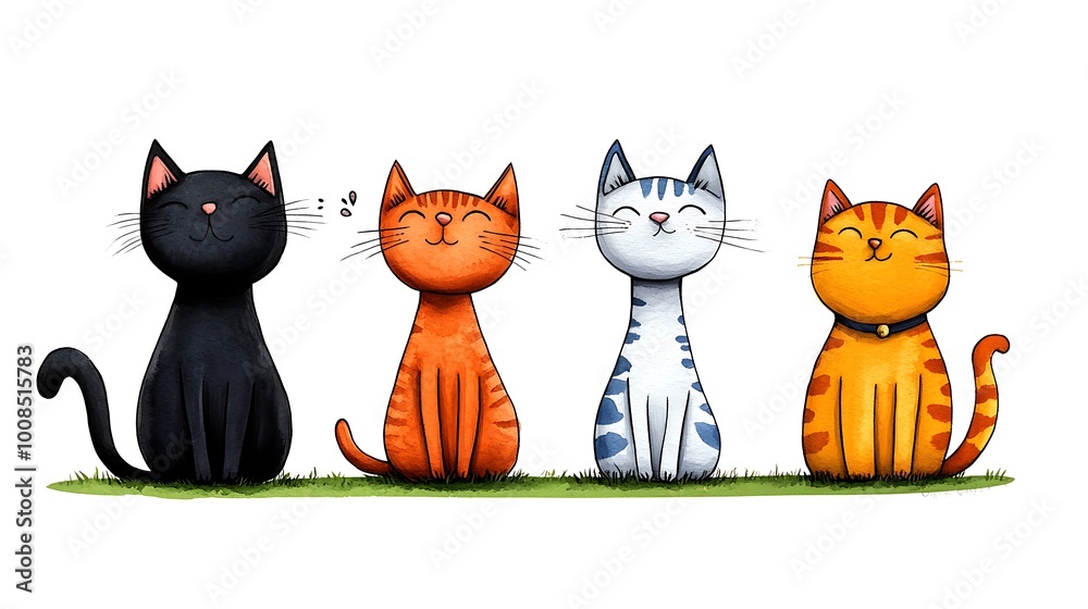 Playful Cartoon Cats Illustration Playful Cartoon Cats Illustration