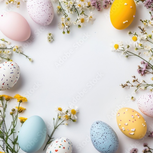 Easter background with colorful eggs. photo