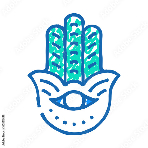 hamsa hand jewish doodle icon sketch vector. hamsa hand jewish sign. isolated symbol illustration