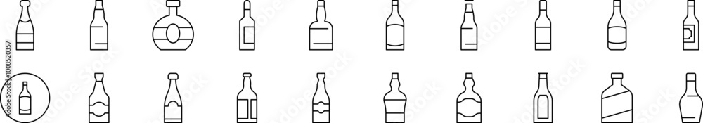 Bottle Related Icon Set. Editable Stroke. Suitable for Web Sites, Books, Cards, Apps Bottle Related Icon Set. Editable Stroke. Suitable for Web Sites, Books, Cards, Apps