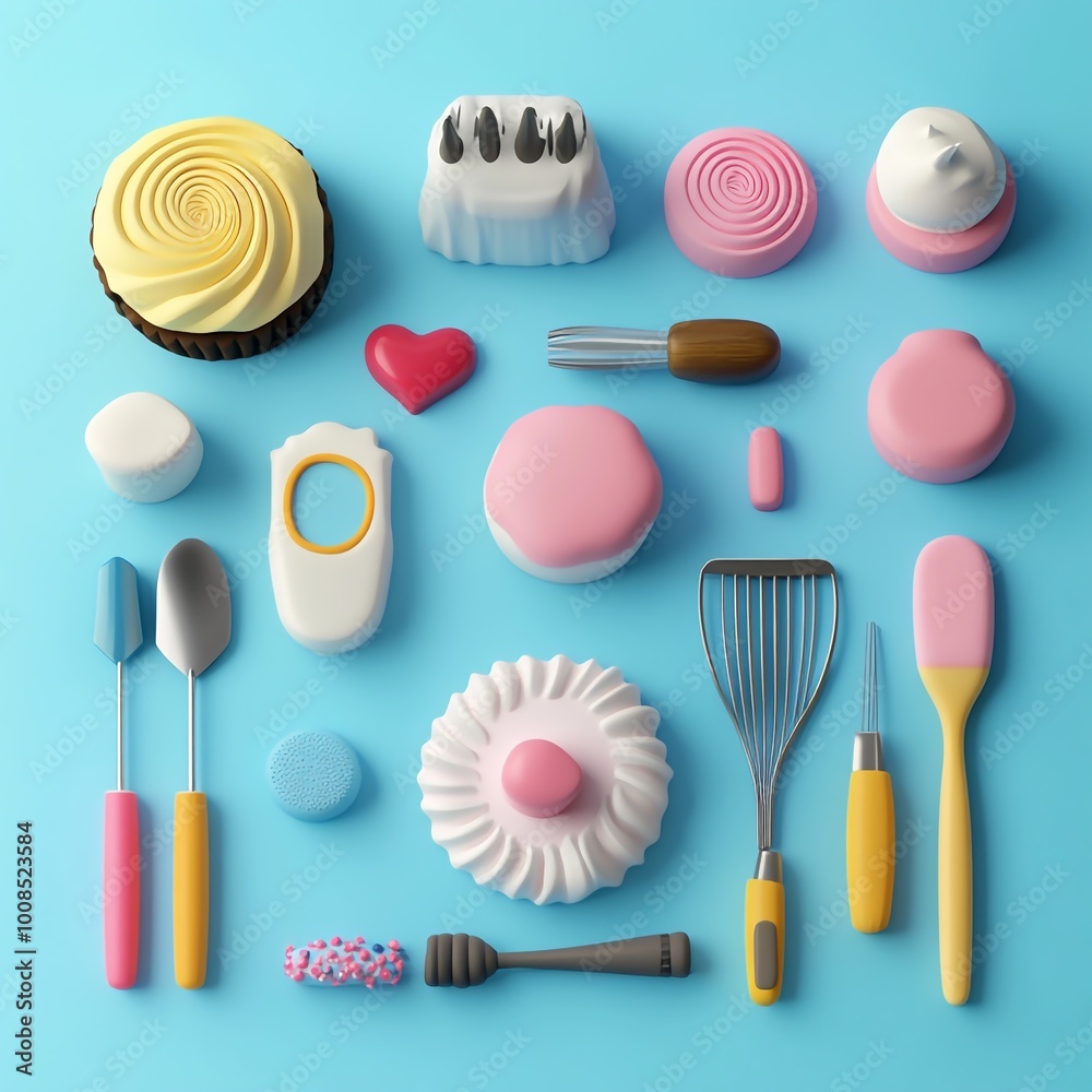 3D Cake Decorating Tools Icon: Essential for Artistic Baking Illustration Logo 3D Cake Decorating Tools Icon: Essential for Artistic Baking Illustration Logo