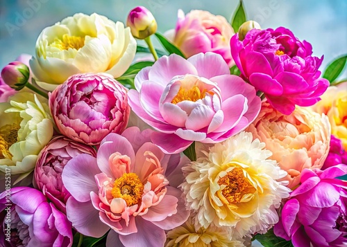 Elegant Watercolor Peony Flower Arrangement with Soft Pastel Colors for Floral Design Inspiration