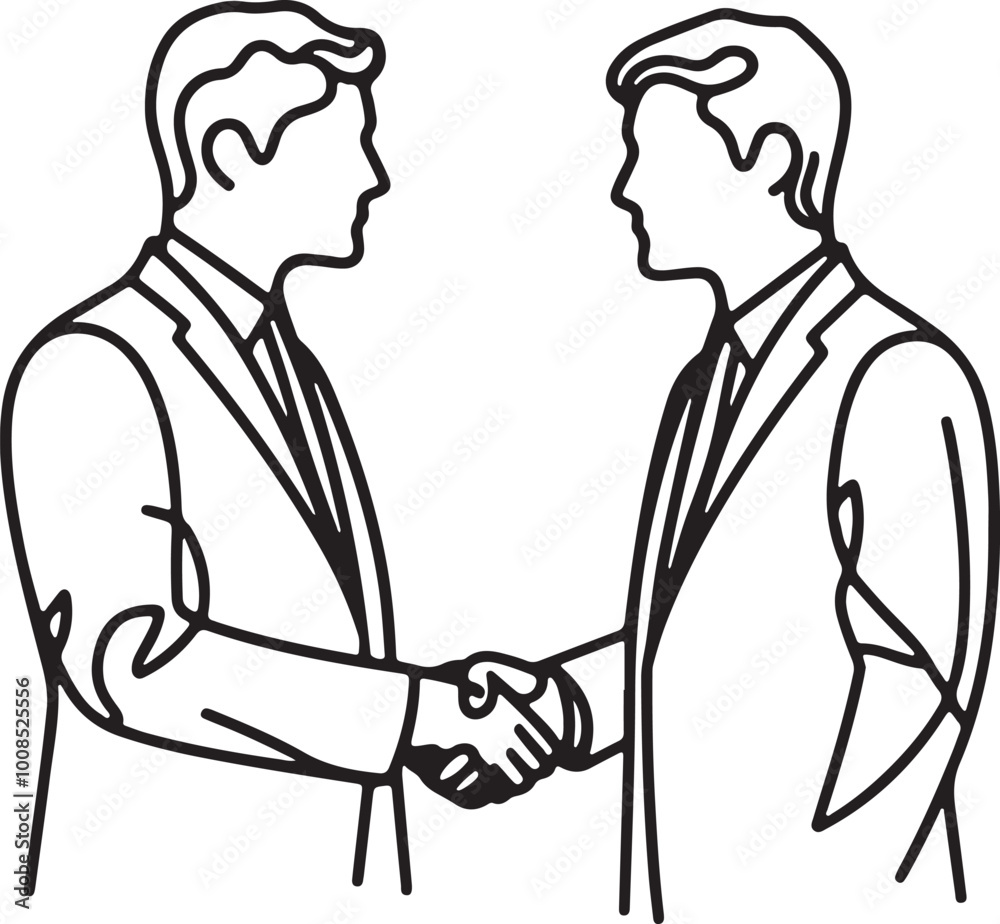 one line drawing of two business shake hands vector illustration one line drawing of two business shake hands vector illustration