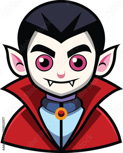 Halloween Vampire Cartoon Vector Icon Illustration. Flat Cartoon Style.