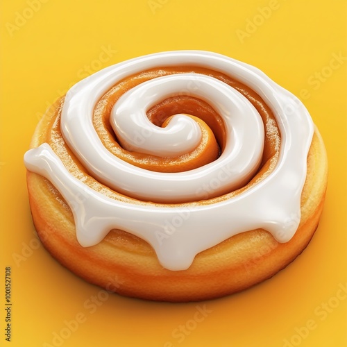 3D Cinnamon Roll Icon: Warm and Sweet Pastry Treat Illustration Logo