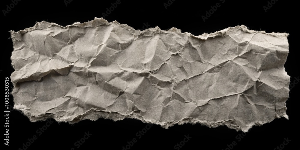 Ripped gray paper texture isolated on a black backdrop, perfect for various creative design projects and layouts Ripped gray paper texture isolated on a black backdrop, perfect for various creative design projects and layouts