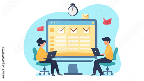 Flat Design Email Scheduler and Queue Concept Vector Illustration for Business Productivity and Communication