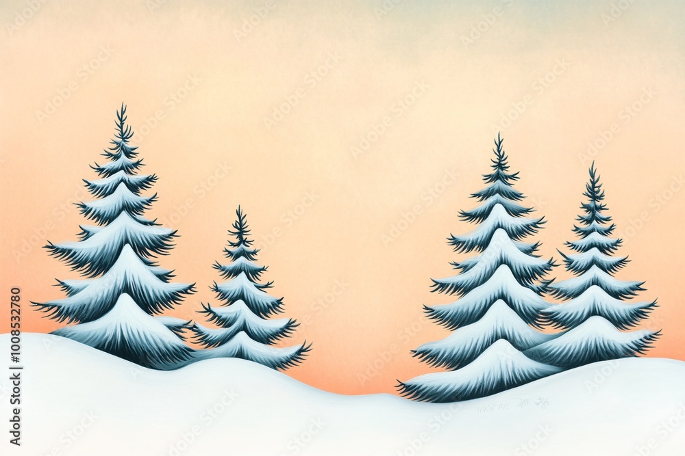 Obraz premium Peaceful Winter Landscape with Pastel Sky and Snow-Covered Trees
