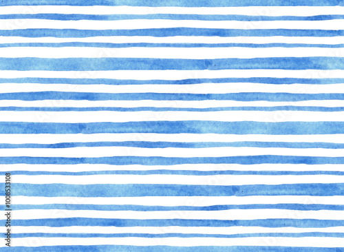 watercolor seamless pattern with blue horizontal stripes. hand drawing