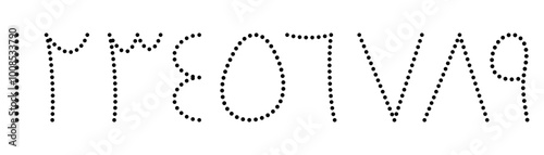 Dotted arabic numbers 1 to 9 for kids