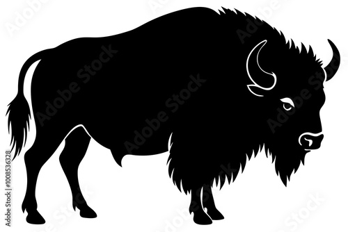 Bison Silhouette: Massive, Shaggy with Humped Back Vector Illustration