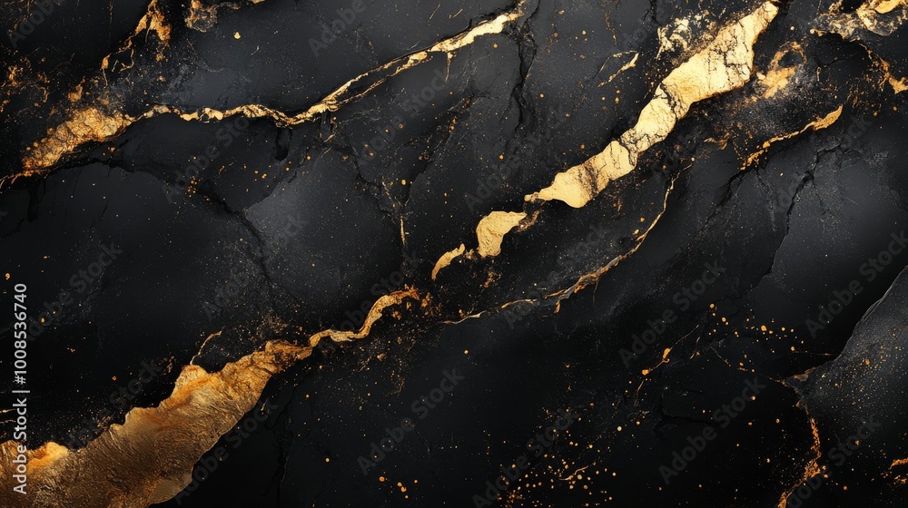 A striking visual of abstract black marble featuring intricate gold vein patterns, offering a luxurious and sophisticated artistic presentation for modern decor. A striking visual of abstract black marble featuring intricate gold vein patterns, offering a luxurious and sophisticated artistic presentation for modern decor.
