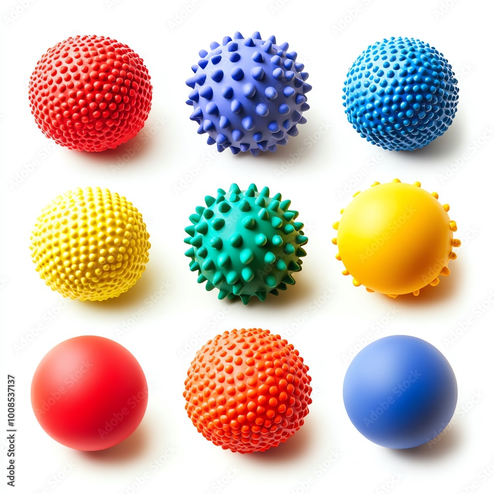 Colorful textured balls arranged in a grid, vibrant, suitable for play or decoration, white isolated background. Colorful textured balls arranged in a grid, vibrant, suitable for play or decoration, white isolated background.