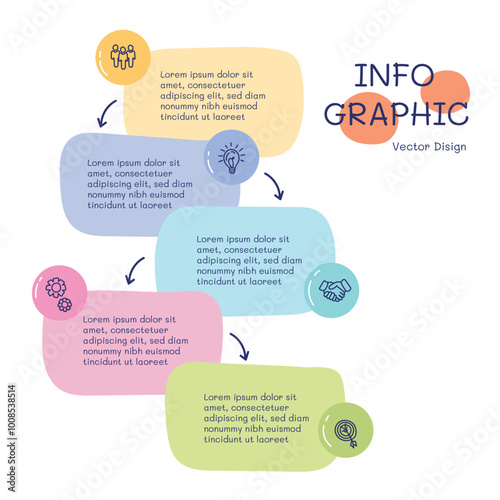 infographic 5 options,colorful,marketing,hand drawn, doodle infographics