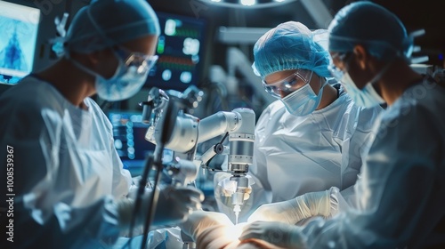 Obraz na płótnie Surgical team in advanced operating procedure w salonie
