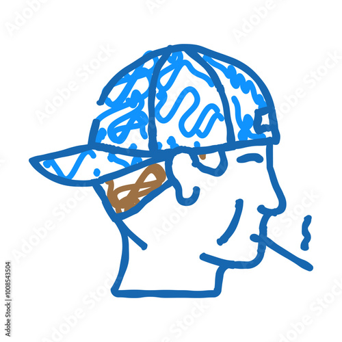 kid smoking cigarette doodle icon sketch vector. kid smoking cigarette sign. isolated symbol illustration