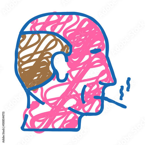 male smoking cigarette doodle icon sketch vector. male smoking cigarette sign. isolated symbol illustration