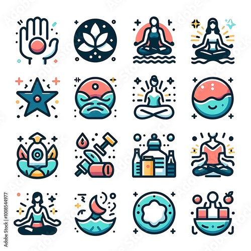 Wellness and Fitness Icons Set	
