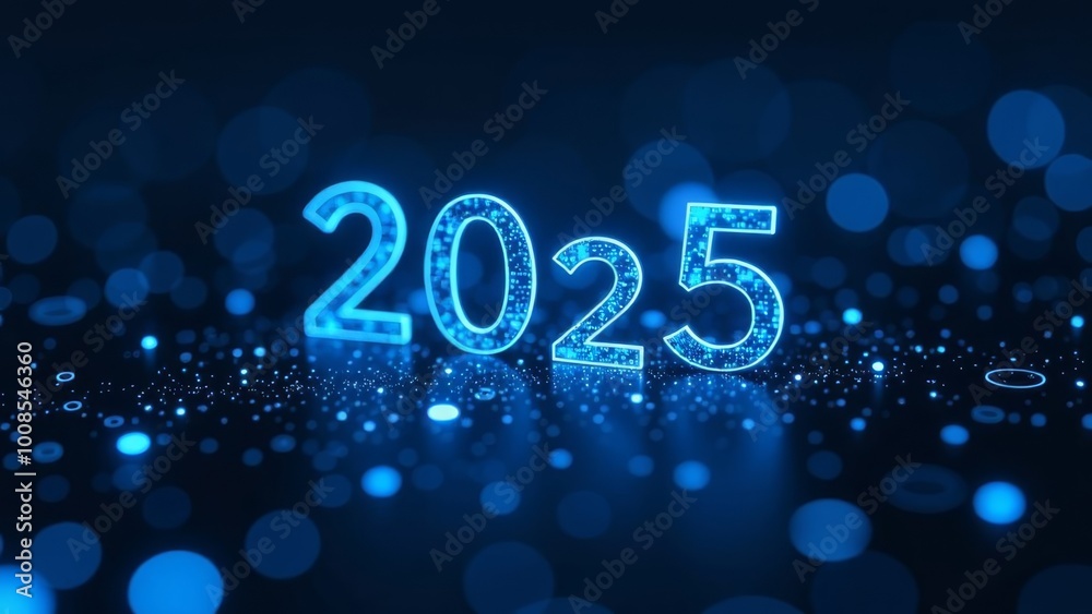 greeting card number text 2025 on blue dark festive christmas and new year background, festive atmosphere. greeting card number text 2025 on blue dark festive christmas and new year background, festive atmosphere.