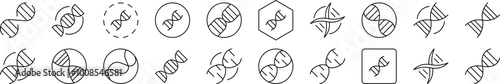 DNA Related Line Icons for Web Sites, Books, Cards, Apps. Editable Stroke. Suitable for Web Sites, Books, Cards, Apps