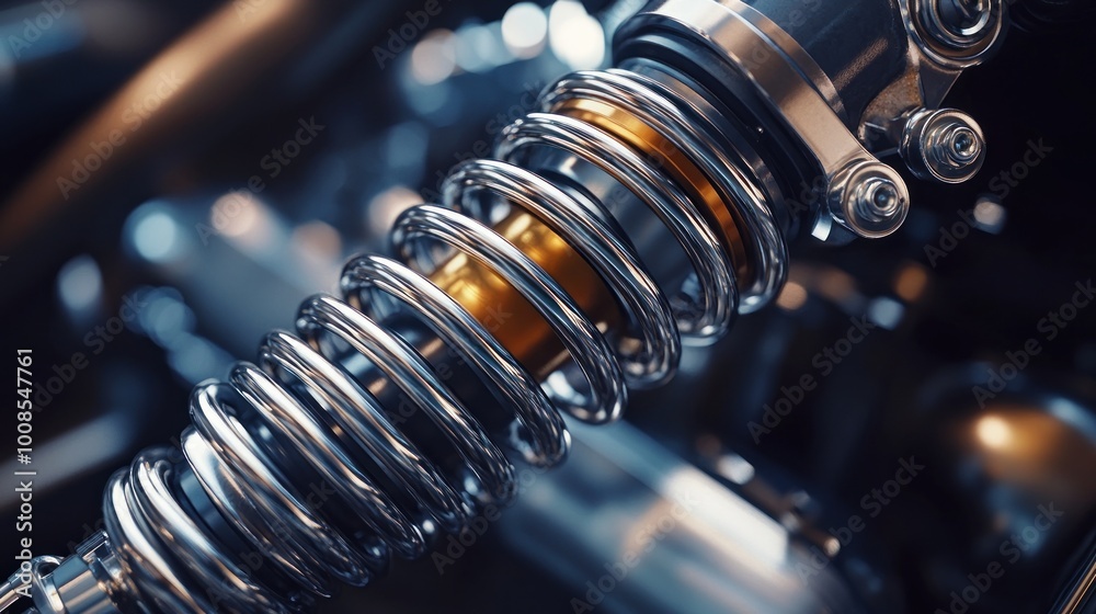Close-up of a Shiny Motorcycle Spring