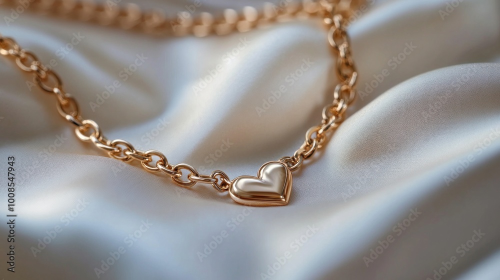 Gold Heart Necklace on Silk Gold Heart Necklace on Silk