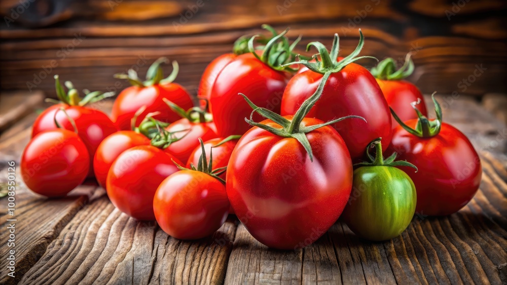 Fresh and Vibrant Red Pear Tomatoes on a Rustic Wooden Surface Ready for Culinary Delights Fresh and Vibrant Red Pear Tomatoes on a Rustic Wooden Surface Ready for Culinary Delights
