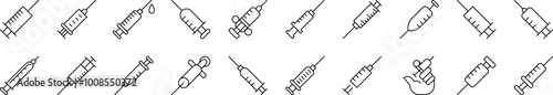 Syringe Simple Isolated Line Icons Collection. Editable Stroke. Suitable for Web Sites, Books, Cards, Apps