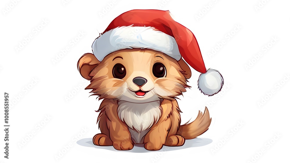 Cute animals for Christmas. Generative AI. Cute animals for Christmas. Generative AI.