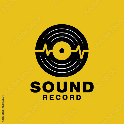 Stylized Sound Record Logo Design