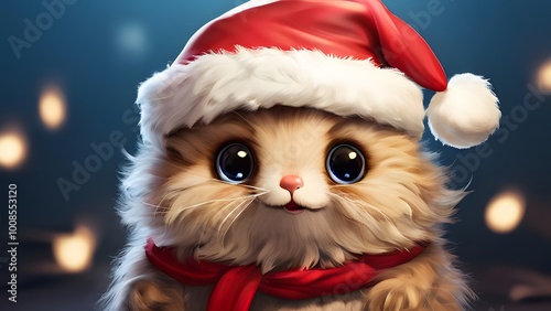 Cute animals for Christmas. Generative AI.