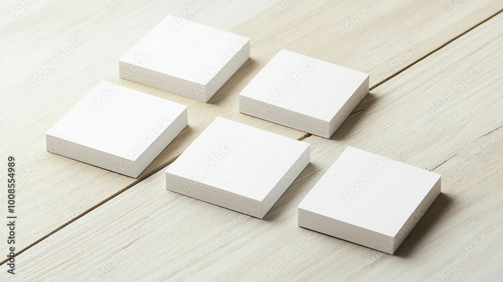 Blank White Sticky Notes on Wooden Table Blank White Sticky Notes on Wooden Table