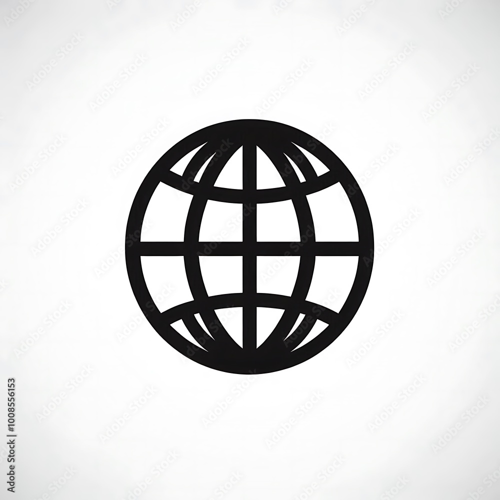 Obraz premium Simple Black and White Globe Icon