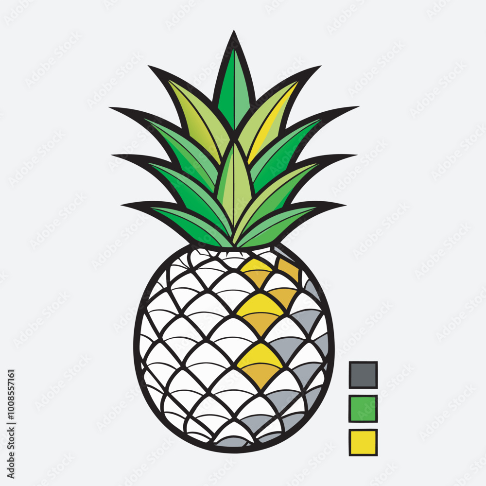 Pineapple Vector art Illustration Eps file , Pineapple Vector art Illustration Eps file ,