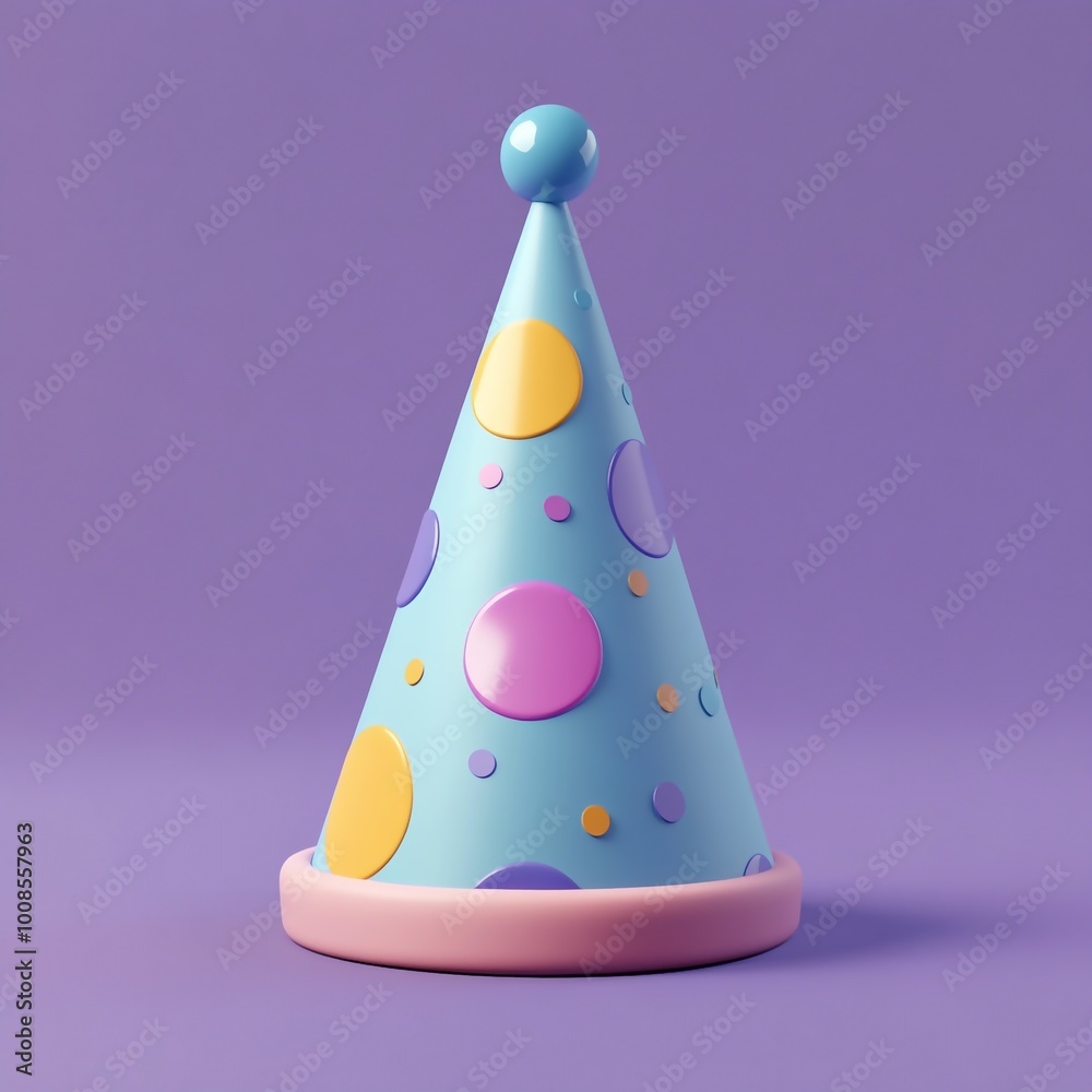 3D Party Hat Icon: Festive Headwear for Celebrations Illustration Logo 3D Party Hat Icon: Festive Headwear for Celebrations Illustration Logo