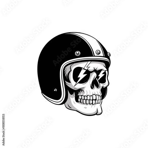 Biker Skull in Helmet Graphic Design