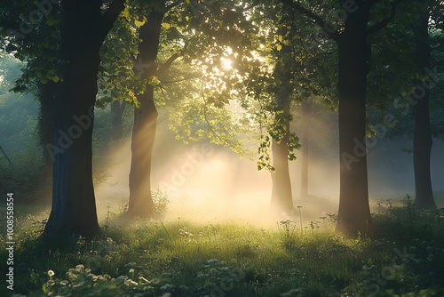 misty morning in the forest