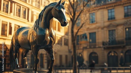 France Lyon Horse Statue at Town Hall Square photo