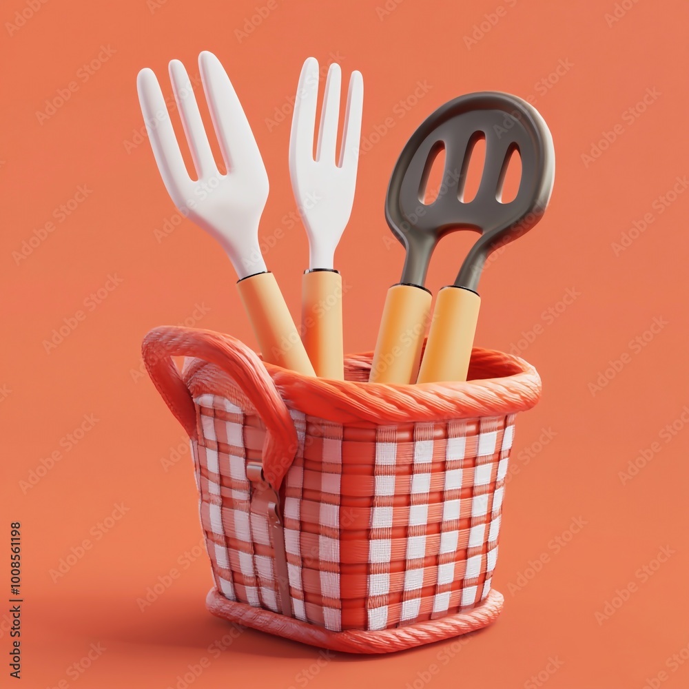 3D Picnic Utensils Icon: Cutlery for Outdoor Eating Illustration Logo 3D Picnic Utensils Icon: Cutlery for Outdoor Eating Illustration Logo