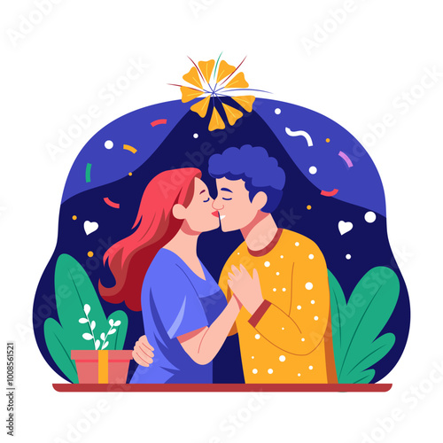 Romantic couple illustration in flat style 