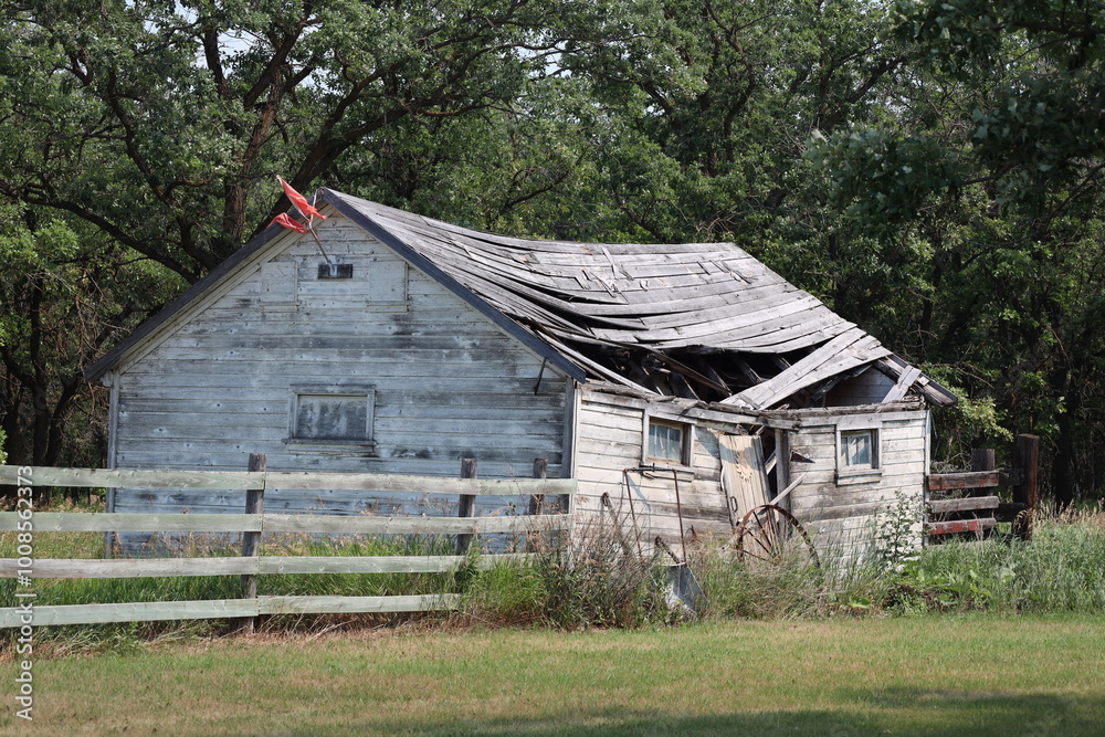 close-up abandoned farmhouse collapsing into itself close-up abandoned farmhouse collapsing into itself