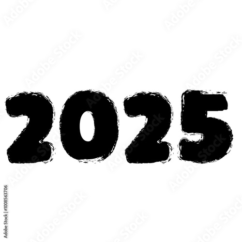 Chinese 2025 Wax Texture Contour New Year Numeric.