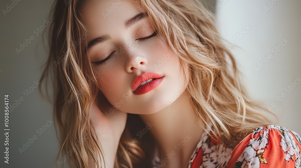 Portrait of a Young Woman with Closed Eyes Portrait of a Young Woman with Closed Eyes