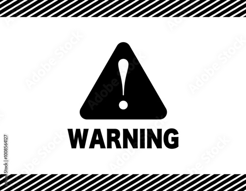 注意　警告　ビックリマーク　標識　斜線　黒