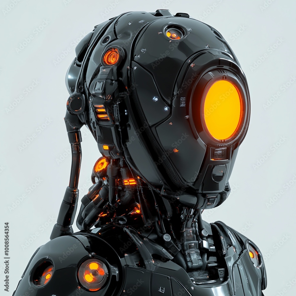 Fototapeta premium 3D Robotic Exoskeleton Icon: Wearable Technology Illustration Logo